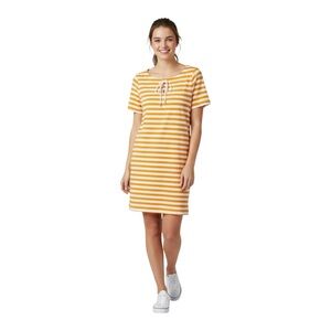 Talbots Marigold Yellow Orange White Striped Nautical Casual Dress Large